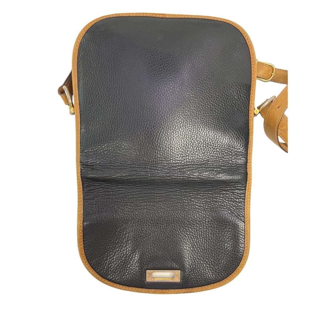 Celine Vintage Leather Crossbody Bag Black Brown Flap Italy Minimalist - Picture 7 of 15